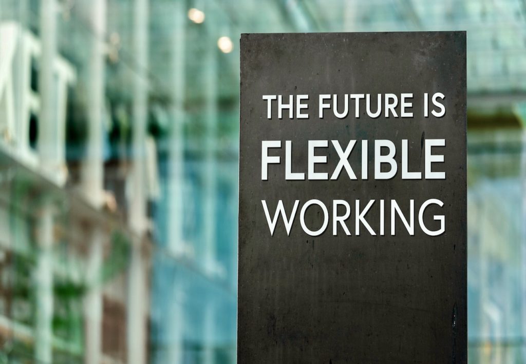 The,future,of,work,is,flexible,sign,in,front,of